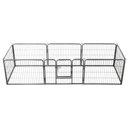 Hondenren met 8 panelen 80x60 cm staal zwart