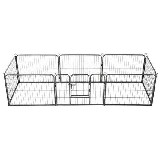 Hondenren met 8 panelen 80x60 cm staal zwart
