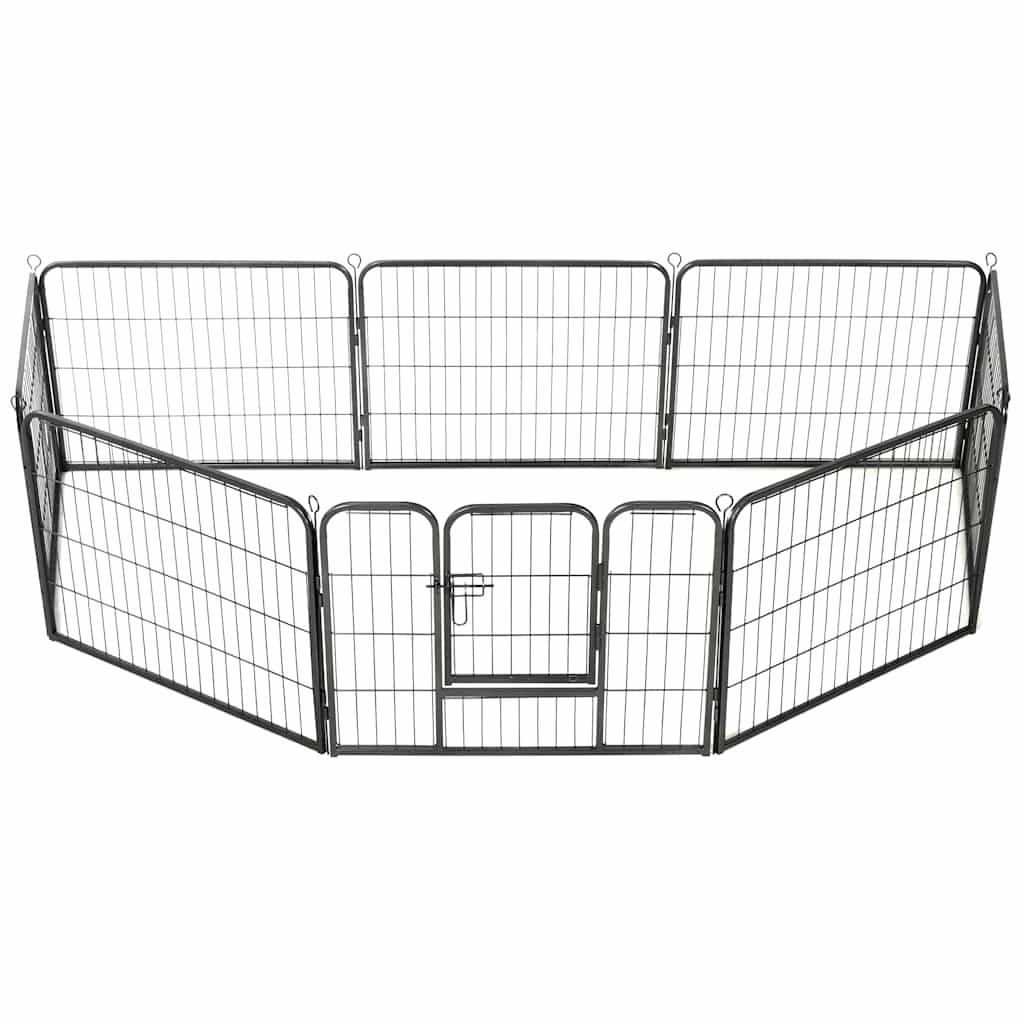 Hondenren met 8 panelen 80x60 cm staal zwart
