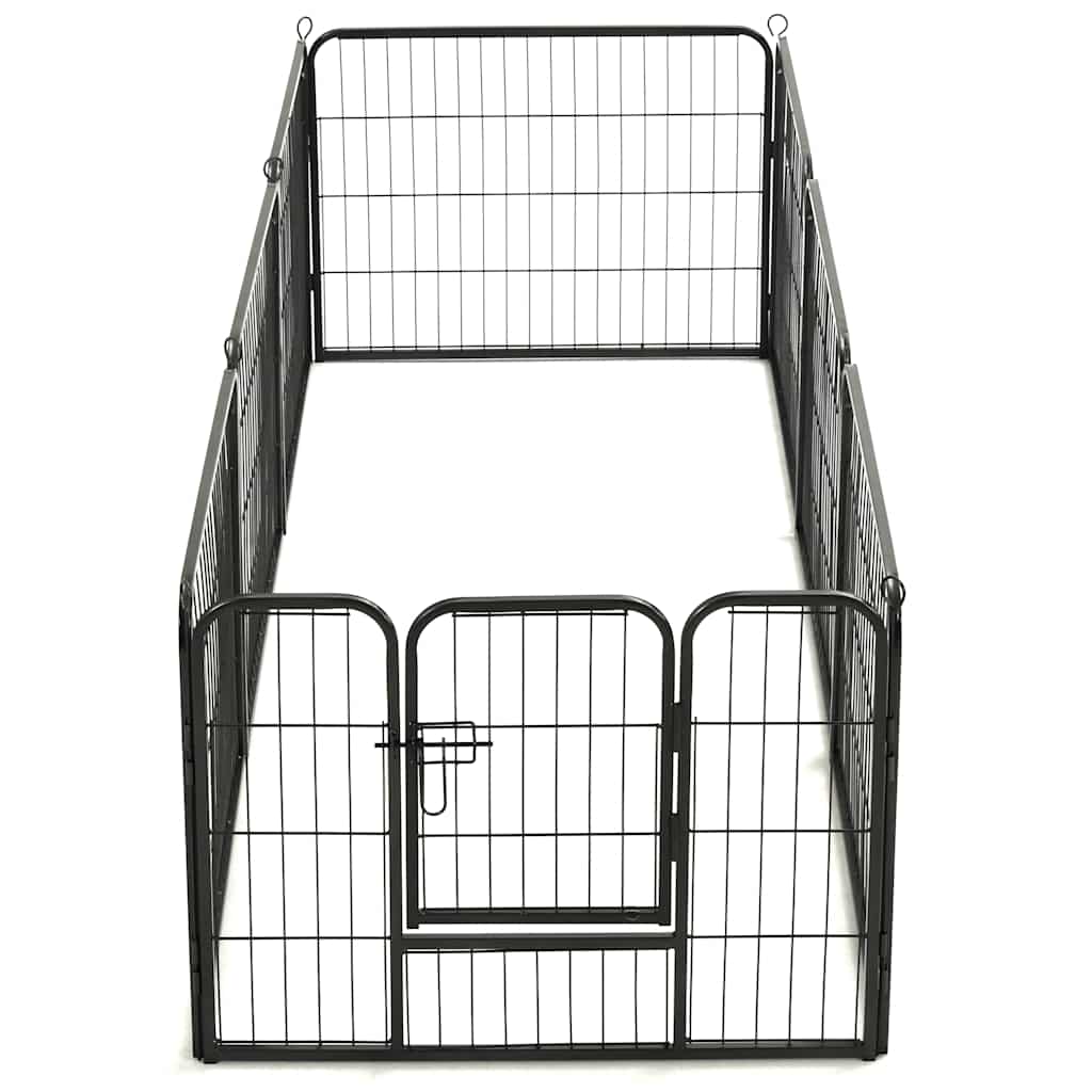 Hondenren met 8 panelen 80x60 cm staal zwart