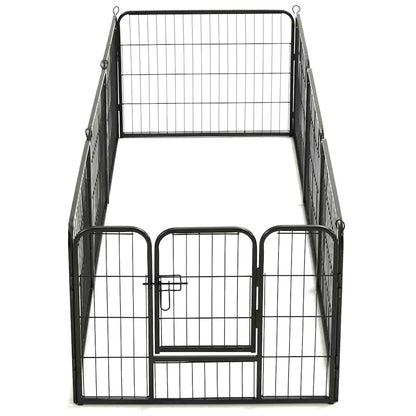 Hondenren met 8 panelen 80x60 cm staal zwart
