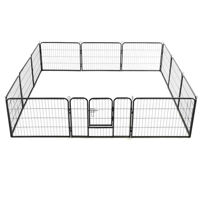 Hondenren met 12 panelen 80x60 cm staal zwart