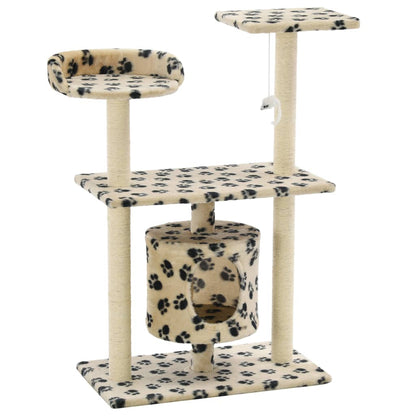Kattenkrabpaal met sisal krabpalen 95 cm pootafdrukken beige