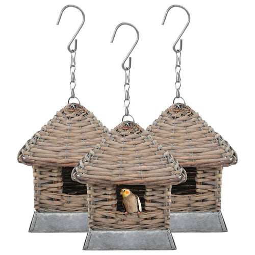 Vogelhuizen 3 st wicker