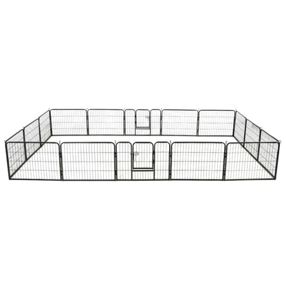 Hondenren met 16 panelen 60x80 cm staal zwart