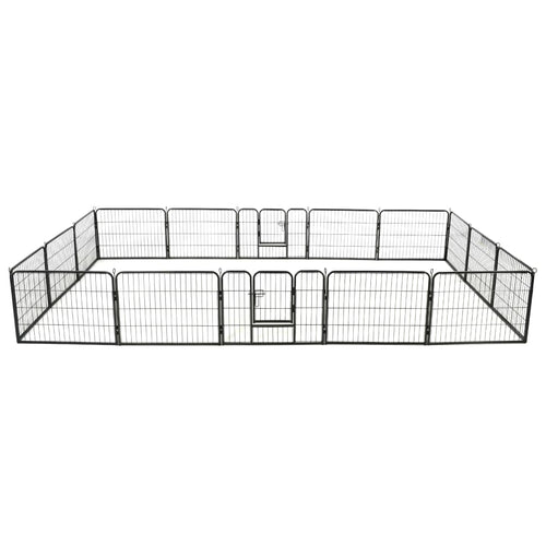 Hondenren met 16 panelen 60x80 cm staal zwart