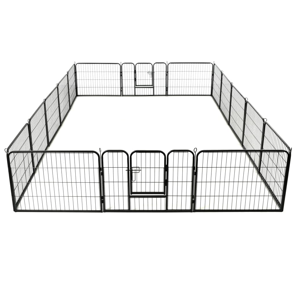 Hondenren met 16 panelen 60x80 cm staal zwart