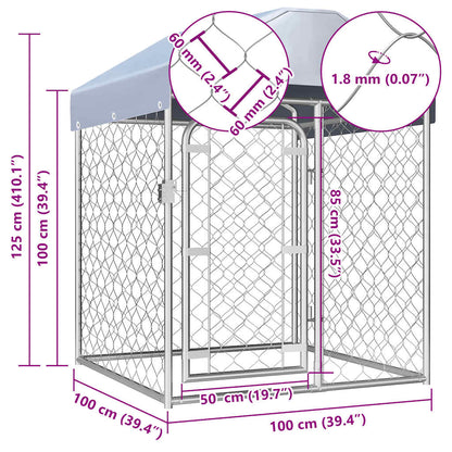 Hondenkennel voor buiten met dak 100x100x125 cm