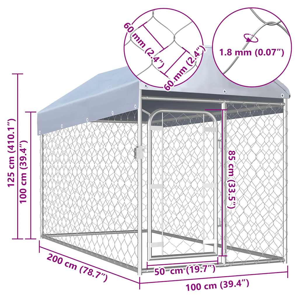 Hondenkennel voor buiten met dak 200x100x125 cm