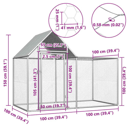 Kippenren 2x1x1,5 m gegalvaniseerd staal