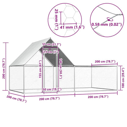 Kippenren 4x2x2 m gegalvaniseerd staal
