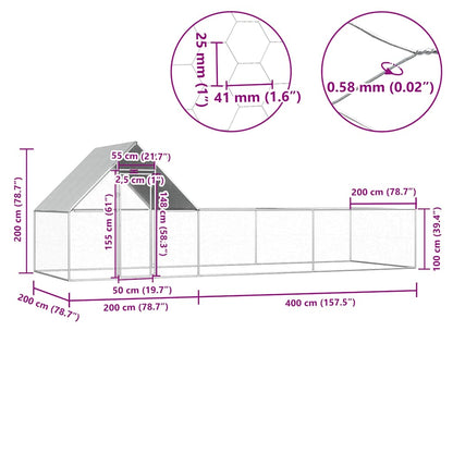 Kippenren 6x2x2 m gegalvaniseerd staal