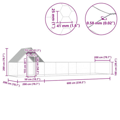 Kippenren 8x2x2 m gegalvaniseerd staal