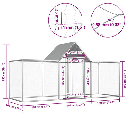 Kippenren 3x1x1,5 m gegalvaniseerd staal
