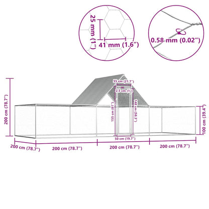 Kippenren 6x2x2 m gegalvaniseerd staal