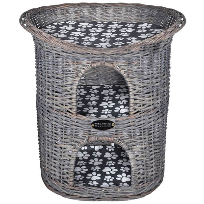Kattenbed/huis/krabpaal 2-laags met kussen wilgen