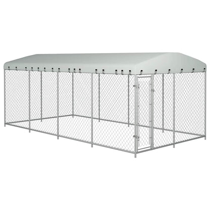 Hondenkennel voor buiten met dak 7,6x3,8x2,3 m