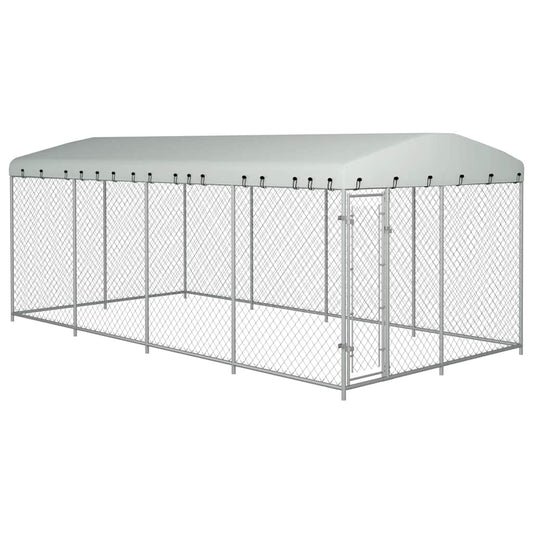 Hondenkennel voor buiten met dak 7,6x3,8x2,3 m