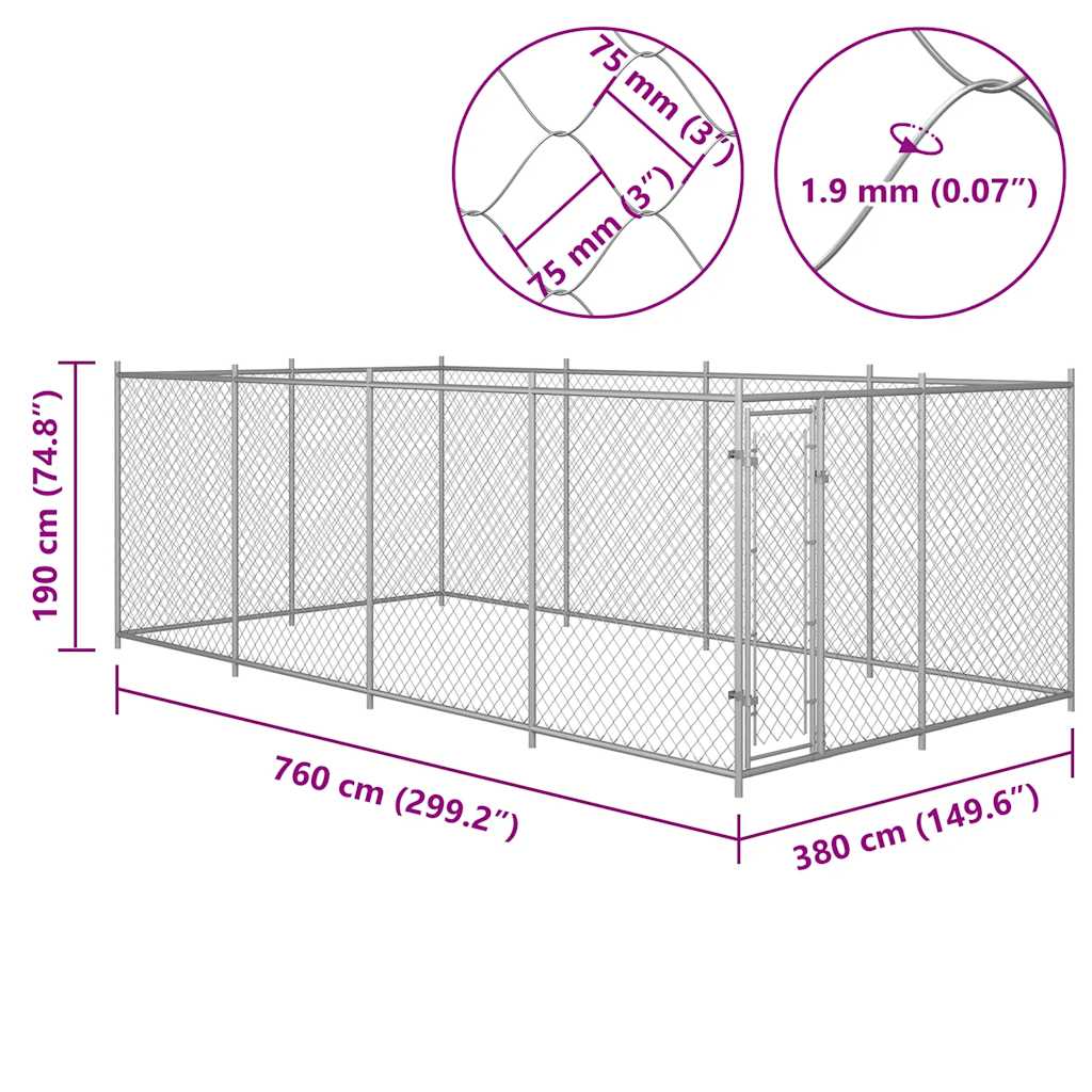 Hondenkennel voor buiten 7,6x3,8x1,9 m