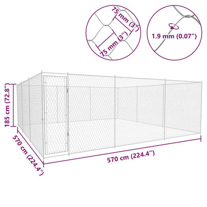 Hondenkennel voor buiten 570x570x185 cm gegalvaniseerd staal