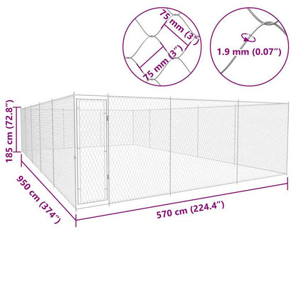 Hondenkennel voor buiten 950x570x185 cm gegalvaniseerd staal