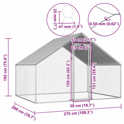 Kippenhok 2,75x2x1,92 m gegalvaniseerd staal