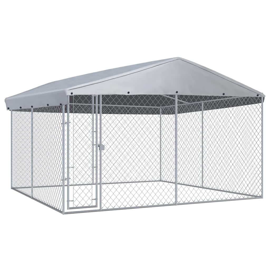 Hondenkennel voor buiten met dak 382x382x225 cm