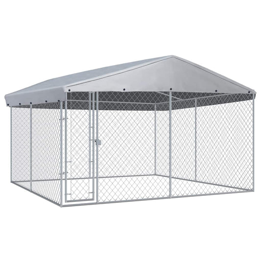 Hondenkennel voor buiten met dak 382x382x225 cm