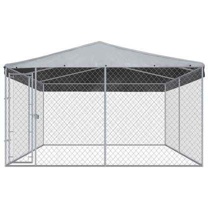 Hondenkennel voor buiten met dak 382x382x225 cm