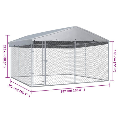 Hondenkennel voor buiten met dak 382x382x225 cm