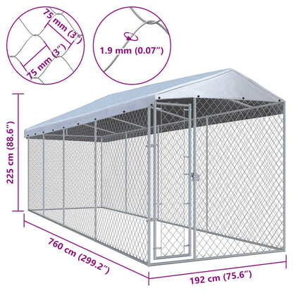 Hondenkennel voor buiten met dak 760x190x225 m