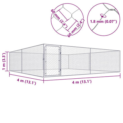 Hondenkennel voor buiten 4x4x1 m gegalvaniseerd staal