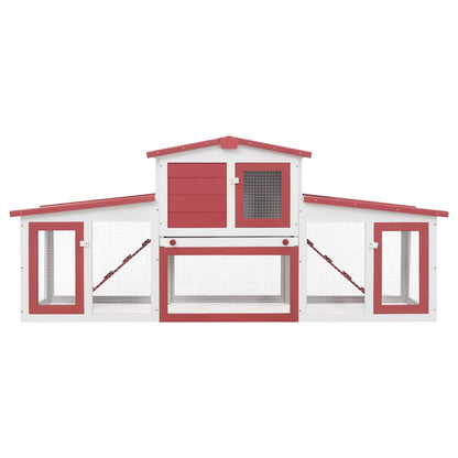 Konijnenhok voor buiten groot 201x45x85 cm hout rood en wit