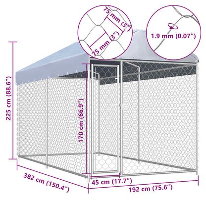 Hondenkennel voor buiten met dak 382x192x225 m