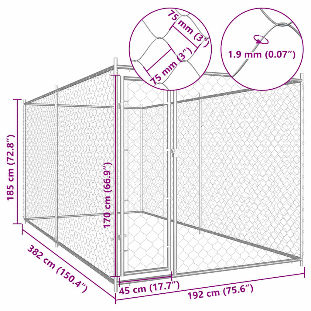 Hondenkennel voor buiten 382x192x185 cm