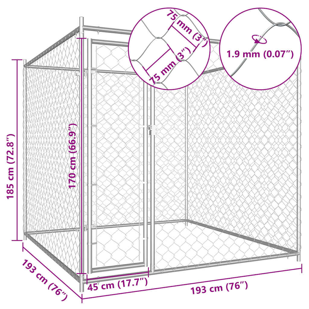 Hondenkennel voor buiten 193x193x185 cm