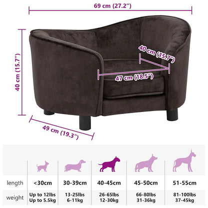 Hondenbank 69x49x40 cm pluche bruin