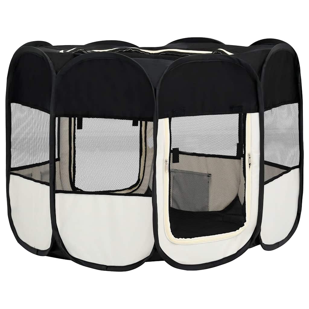 Hondenren inklapbaar met draagtas 90x90x58 cm zwart