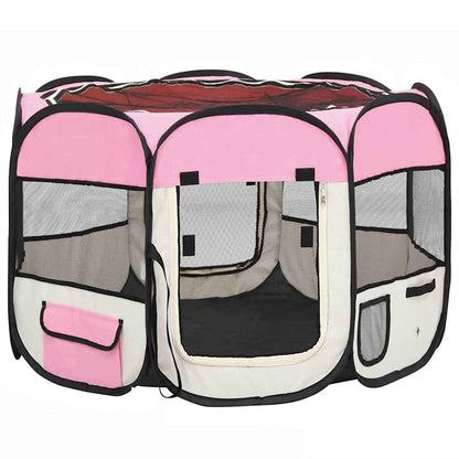 Hondenren inklapbaar met draagtas 90x90x58 cm roze