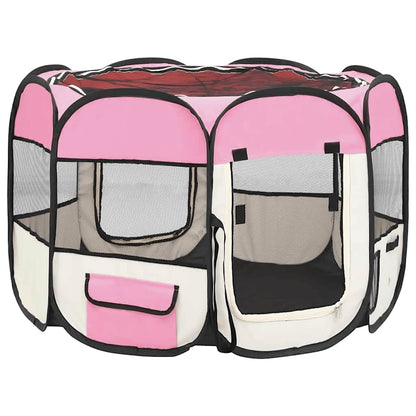 Hondenren inklapbaar met draagtas 90x90x58 cm roze