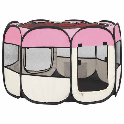 Hondenren inklapbaar met draagtas 90x90x58 cm roze