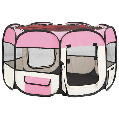 Hondenren inklapbaar met draagtas 110x110x58 cm roze