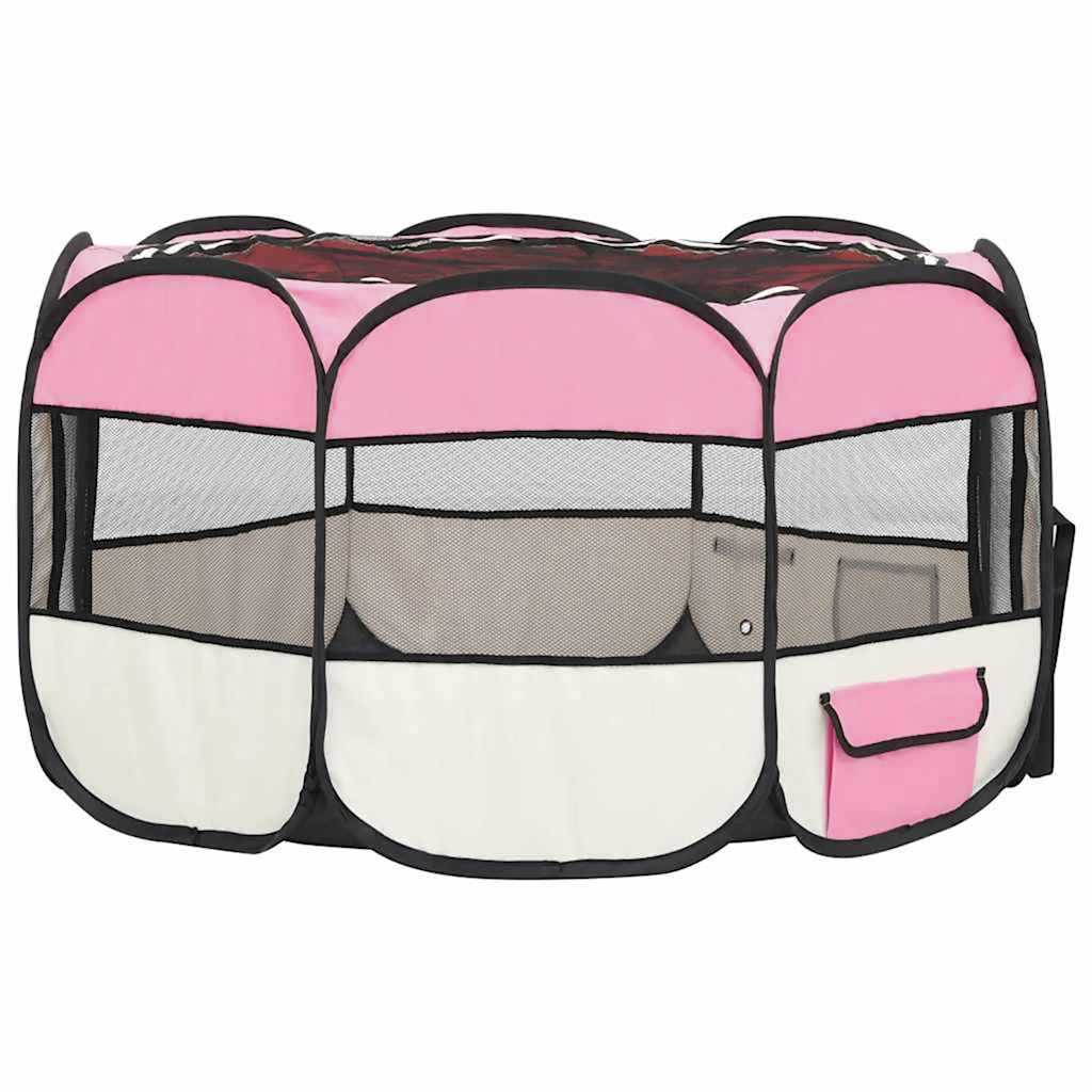 Hondenren inklapbaar met draagtas 110x110x58 cm roze