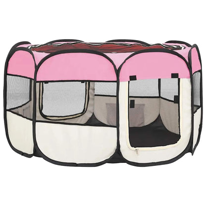 Hondenren inklapbaar met draagtas 110x110x58 cm roze