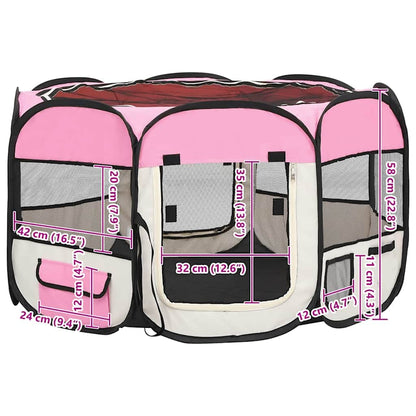 Hondenren inklapbaar met draagtas 110x110x58 cm roze