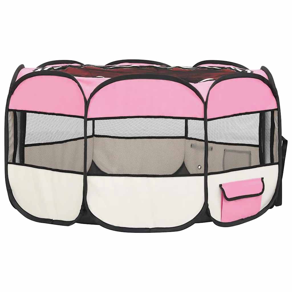 Hondenren inklapbaar met draagtas 125x125x61 cm roze