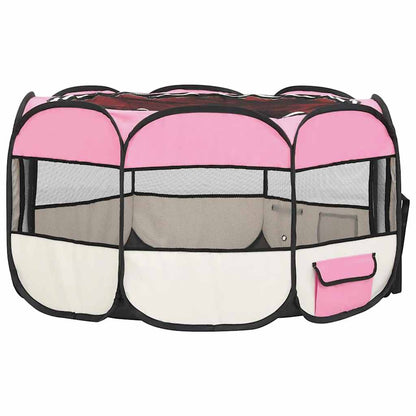 Hondenren inklapbaar met draagtas 125x125x61 cm roze