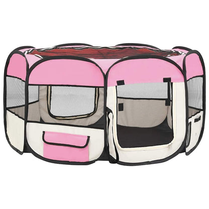 Hondenren inklapbaar met draagtas 125x125x61 cm roze
