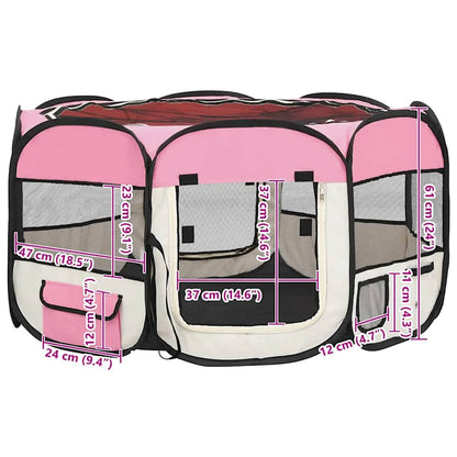 Hondenren inklapbaar met draagtas 125x125x61 cm roze