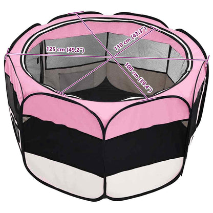 Hondenren inklapbaar met draagtas 125x125x61 cm roze